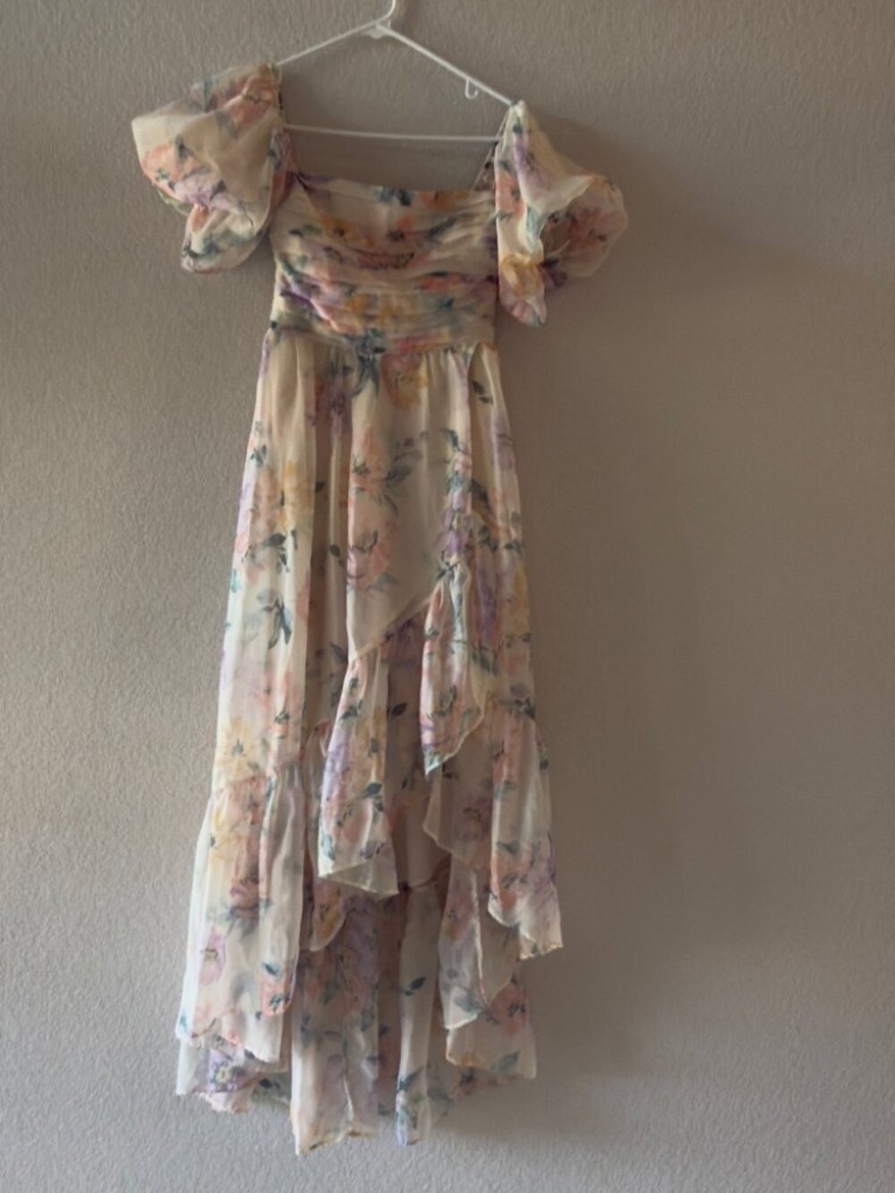 Abercrombie & Fitch Floral Puff Sleeve High-Low Maxi Dress – Size XS